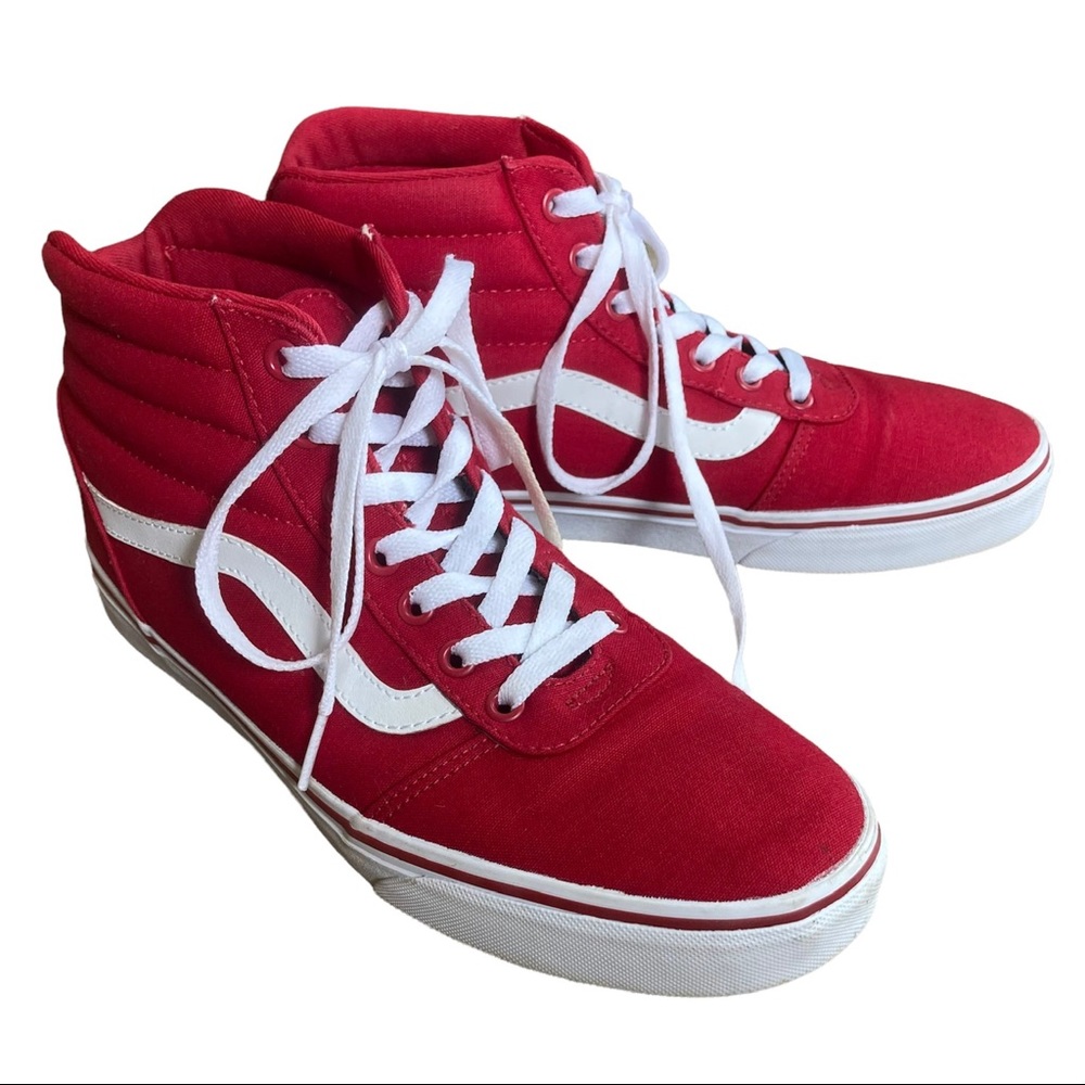 Cherry Red Vans High Top Sneakers